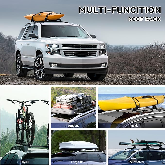 220Lbs Roof Rack Crossbars for 2015-2020 Chevy Tahoe Suburban Yukon Escalade with Anti-Theft Lock, Heavy Duty Aluminum Anti-Corrosion Cross Bar Fit Luggage Luggage Kayaks Bicycles Snowboard