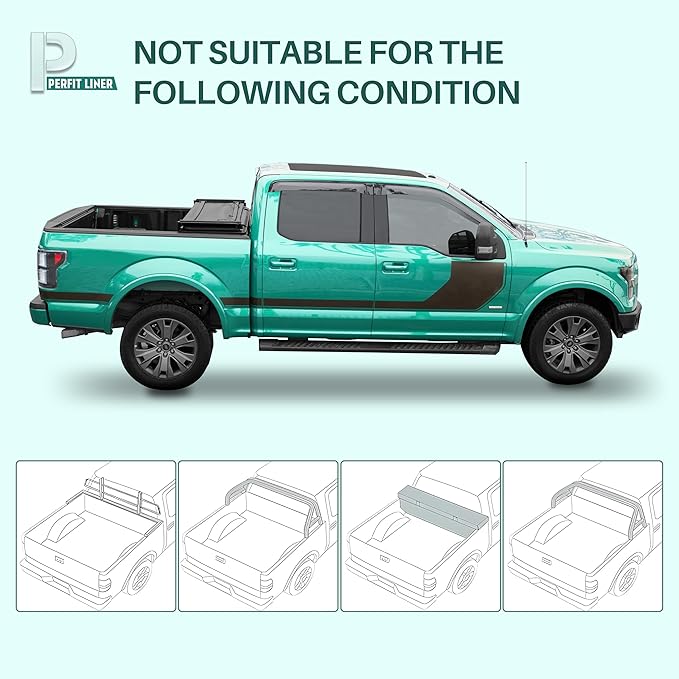 Perfit Liner 8 FT (96") Bed Soft Tri-Fold Tonneau Cover Fits 2015-2023 Ford F-150 Styleside/Fleetside Truck Cargo Topper Long Box, Soft-top, 3-Folding (Not for Flareside/Stepside)