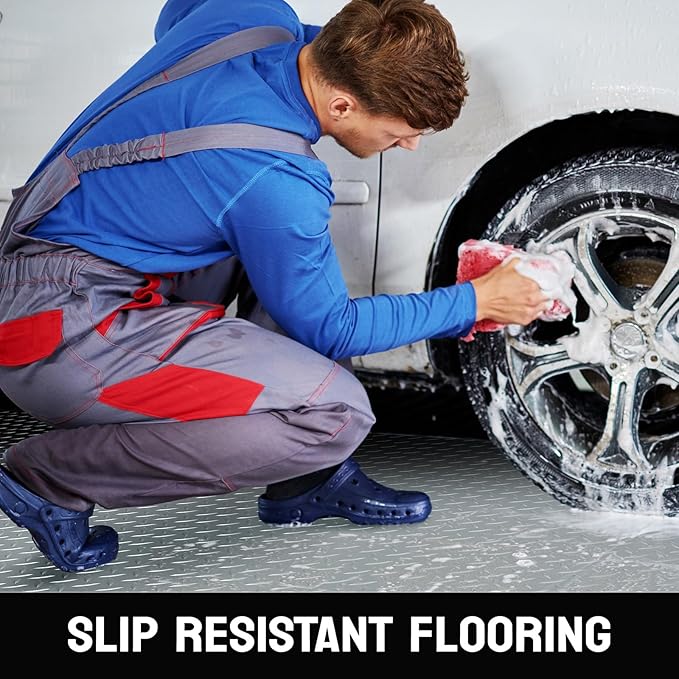 TUFFIOM 7.5 x 17 FT Garage Floor Mat, Thickened Diamond Plate PVC Garage Mats Flooring Roll for Under Car, Garage Car Parking Mats for Compact SUVs, Sports Car