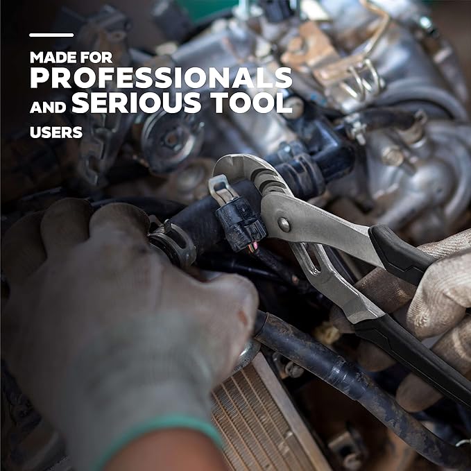 Olympia Tools Tongue and Groove Pliers, Straight Jaw Pliers with Cushion grip, 5 Jaw positions, 1.7" Jaw Capacity, Water pump plier (8-Inch)