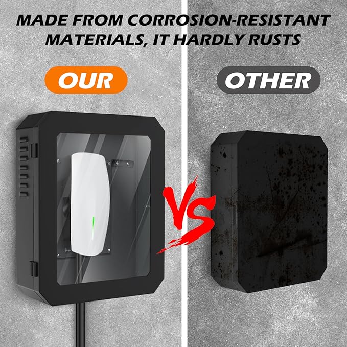 Charger Station Box for Tesla Gen 3 Wall Connector and ChargePoint EV Charger, Cable Organizer Holder Lock Cover Outdoor Rainproof, Snowproof, Dustproof, Theftproof, Home Charging Accessories