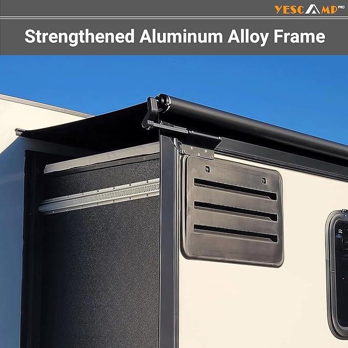 YESCAMP RV Slide Topper Awning Slide Out Awning Kit Cover Assembly,Modular Slideout Awning Protection for RVs,5th Wheels,Travel Trailers and Motorhomes,Black,14'(13'7''Fabric)