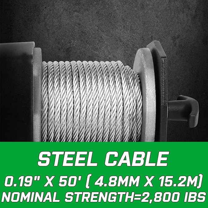 2000lb Winch for ATV, with Steel Cable,ATV Winch with Wired Manual Remote Control Switch,IP65 Waterproof,with Mounting Plate,with Roller Fairlead&Hook