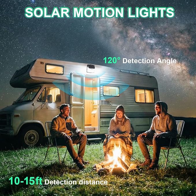 Magnetic Solar Lights, Motion Sensor RV Outdoor Light for Travel Trailer Truck, 270° Wide-Angle Illumination, 3 Mode Settings, Waterproof, 2 Pack