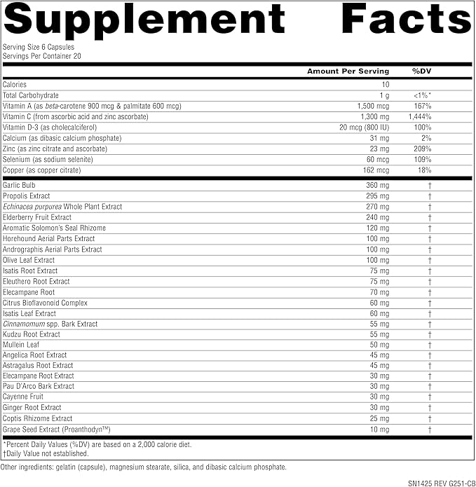 Source Naturals Wellness Formula Bio-Aligned Vitamins & Herbal Defense for Advanced Immune Support* - Dietary Supplement & Immunity Booster - 120 Capsules