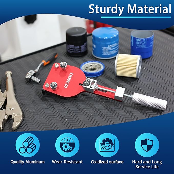 77750 Oil Filter Cutter Tool with Vise Jaw Plate, Oil Filter Cutter Cutting Tool for Filter Cutting Range 2-3/8" to 5" (Red)