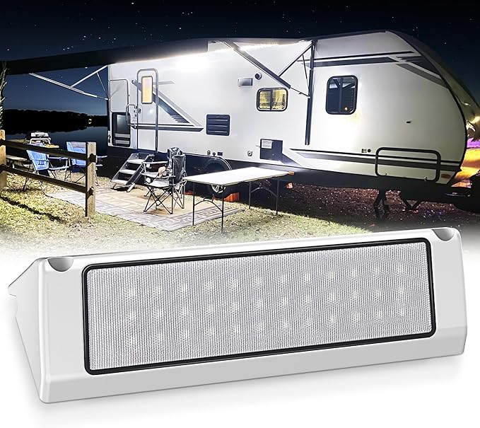 MICTUNING 9 Inch RV Exterior LED Porch Utility Light, 12V 6000K Awning Lights Replacement Lighting IP67 Waterproof for RVs Trailers Campers Motorhome, White