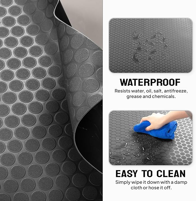 TUFFIOM 7.5 x 17 FT Garage Floor Mat, Thickened Coin Plate PVC Garage Mats Flooring Roll for Under Car, Garage Car Parking Mats for Compact SUVS, Sports Car