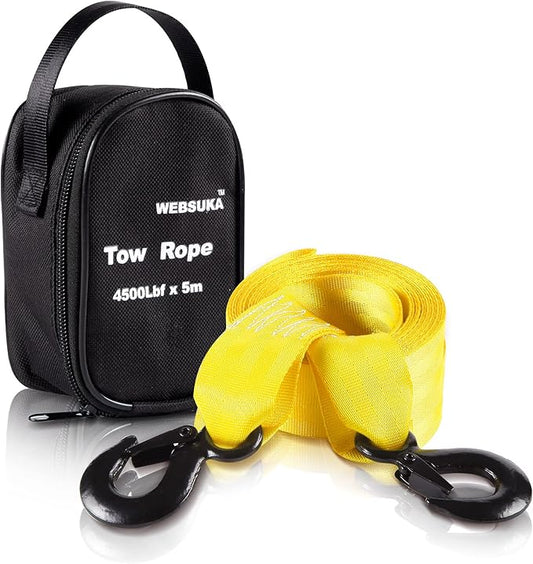 Trailer Winch Strap with Hook, 1.5in 16ft Heavy Duty Boat Winch Strap with 4500lbs Break Strength for Towing Vehicles, Boats, Trailer, Towing (Yellow)