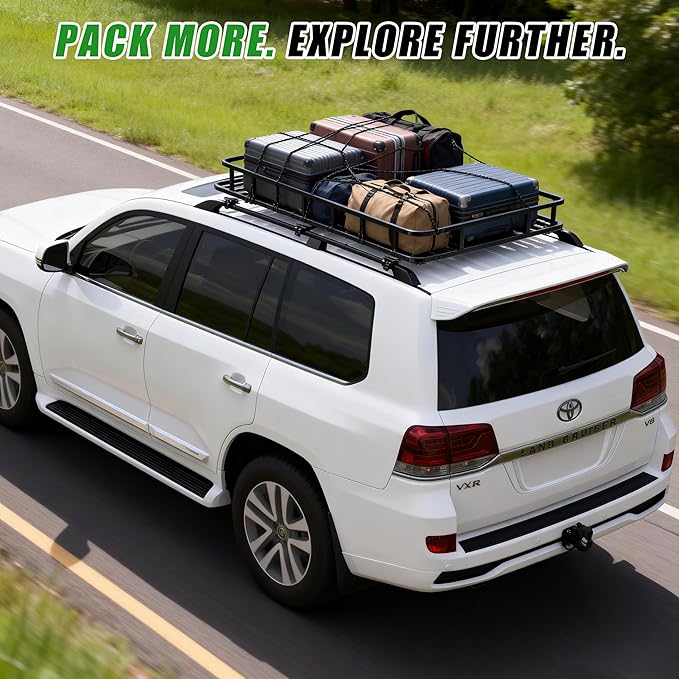 64 x 39 x 6 Inch Roof Rack Basket, Heavy Duty 300LB Universal Car Roof Rack Cargo Carrier Rooftop Cargo Basket Steel Luggage Holder for SUV, Truck & Pickup