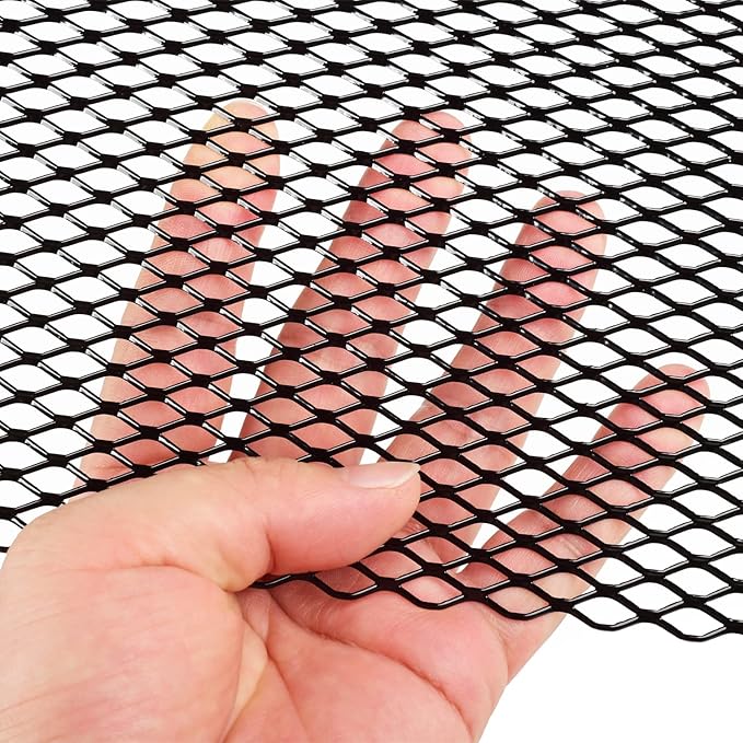 AggAuto Universal 47"x16" Car Grill Mesh - Aluminum Alloy Automotive Grille Insert Bumper 6x12mm Hexagon Hole, One of the Most Multifunctional Shape Grids Black