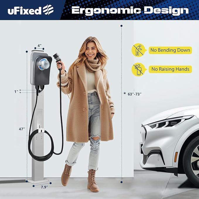 Tesla Charger Pedestal Outdoor, EV Charger Stand with Holder for for EV Charger, Tesla Pedesta for Telsa Gen 3, Tesla Mobile Connector & J1772 Wallbox Charger