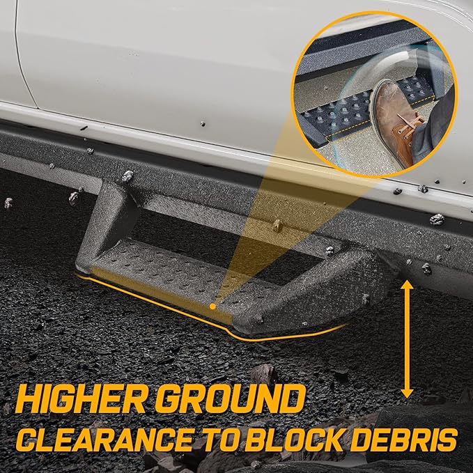 Drop Down Running Boards Compatible with 2005-2023 Toyota Tacoma Double Cab Crew Cab, Dual-Stage Textured Black Powder Coated, 4 Inch Step Bars Side Step.