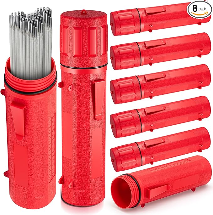 Zonon 8 Pcs Welding Rod Holder Stick Welding Electrode Rod Storage Tube 14 Inch Rod Storage Container Airproof Welding Rod Holder Waterproof Storage Canister for Welding Rod(Red)