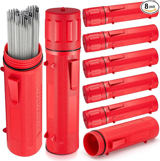 Zonon 8 Pcs Welding Rod Holder Stick Welding Electrode Rod Storage Tube 14 Inch Rod Storage Container Airproof Welding Rod Holder Waterproof Storage Canister for Welding Rod(Red)