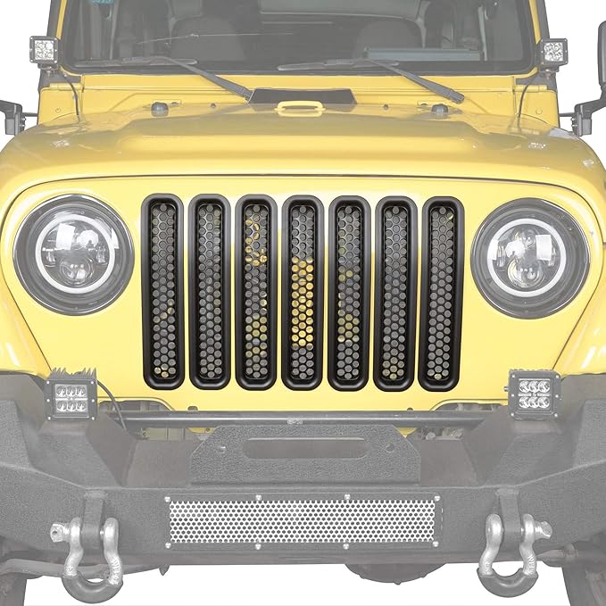 Wrangler TJ Grill Insert Honeycomb Front Grille Mesh Guard for Jeep TJ Wrangler & Unlimited 97-06