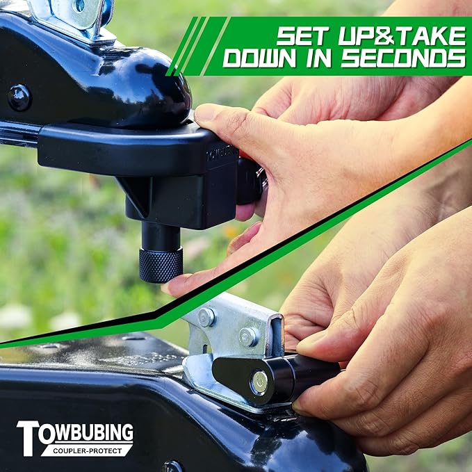 Trailer Hitch Lock Kit (for 2" Trailers) Heavy Duty Anti Theft Trailer Coupler Locks for RV, Camper, Trailer, Boat, Caravan - Reinforced Solid Steel Tow Lock for Trailer Tongue (2in)