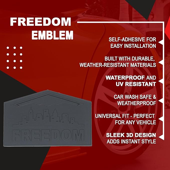 Freedom Emblem, Custom Metal Alloy B-2 Stealth Badge, Exterior Automotive Accessories, Universal Fit for Car, Truck, SUV (Matte Black)