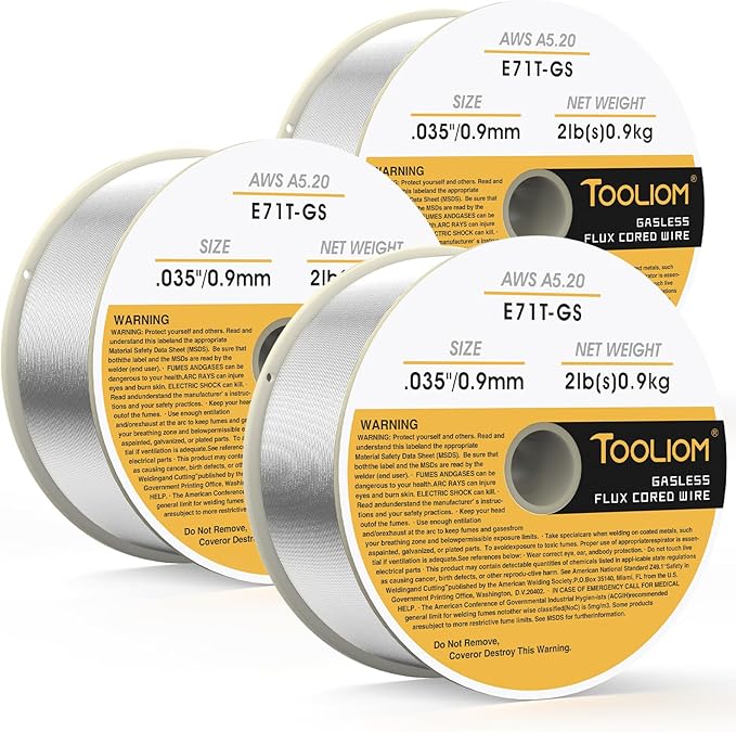 TOOLIOM E71T-GS .035" Diameter 2-Pound Spool Flux Core Self-shielded Carbon Steel MIG Welding Wire 3 PCS