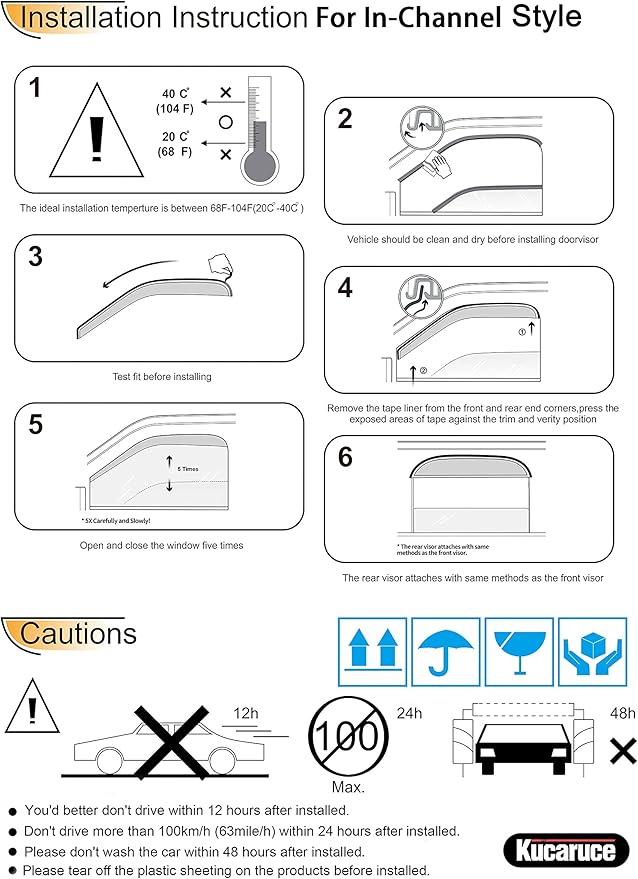 94236 Side Window Wind Deflector,4pcs Outside Mount Tape-On Nice Sun Rain Guards Set,Window Visor fit for 2002-2006 Toyota Camry