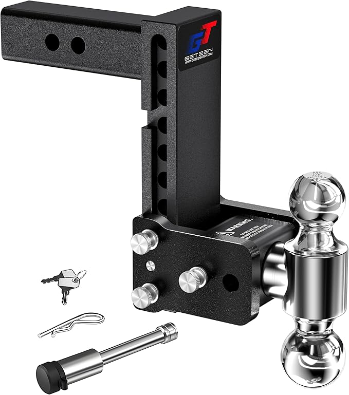 Geteen Trailer Hitches, Adjustable Trailer Hitch Ball Mount - Fits 2.0" Receiver, Dual Ball (2" x 2-5/16"), 7" Drop, 10,000 GTW - GT20072B
