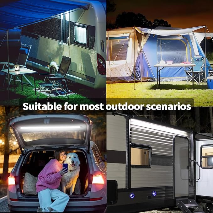 12V Led Light Strip,RV Awning Lights with 2835 LED Chips,IP68 Waterproof Led Light Bar for Outdoor Camping and Overland,2PC