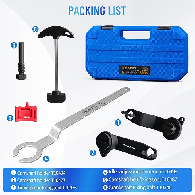 Engine Camshaft Timing Tool Replacement for VAG EA211 1.0L 1.2L 1.4L 1.6L FSI TSI TFSI, Compatible with VW Audi A3 Golf 7 Jetta Skoda Octavia Seat Leon,T10340, T10494, T10499, T10487, T10476, T10477.