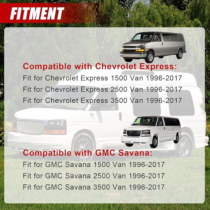 SecosAutoparts 2Pcs Windshield Wiper Cowl Panel Grille LH+RH, Compatible with Chevrolet Express Fit for GMC Savana 1500 2500 3500 Van 1996-2017# 25826329 25826330