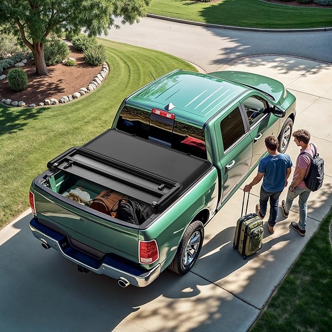 LEDKINGDOMUS Soft Tri-Fold Truck Bed Cover Fits for Jeep Gladiator JT 2020 2021 2022 2023 2024 2025 | 5' (64") Bed