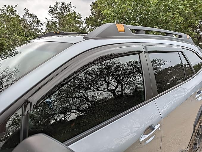 2020-2025 Tape-On Side Window Visor Deflectors Rain Guards for Subaru Outback Premium Limited Touring Dark Tinted Protectors 2021 2022 2023 2024