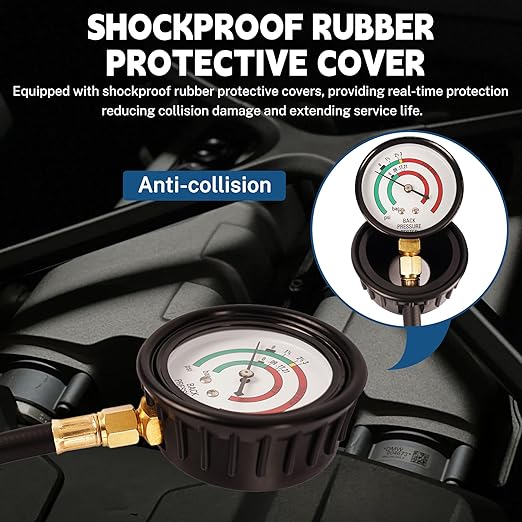 Exhaust Back Pressure Tester Kit, 7-Foot High Temp Hose & Carrying Case, Automotive Diesel Engine Diagnostic Tool for Accurate Pressure Testing