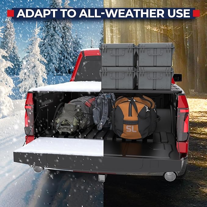 MOSTPLUS Low Profile/Fiberglass Quad Fold Truck Bed Tonneau Cover Hard Folding Compatible with Ford F150/F250/F350 2004-2025 5.5ft/6.5ft