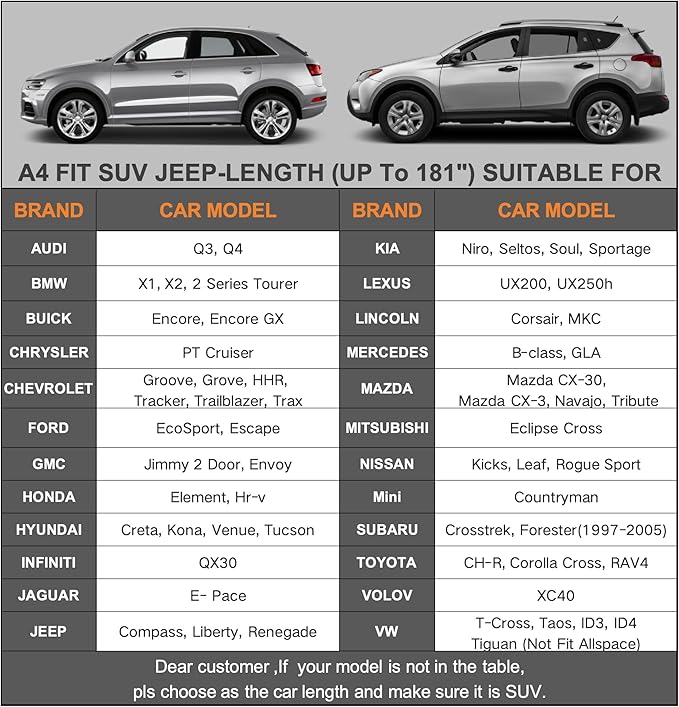 Kayme 7 Layers Heavy Duty SUV Car Cover Waterproof All Weather, Full Exterior Cover Outdoor Snow Sun Uv Protection with Zipper for Automobiles, Universal Fit for SUV Jeep (Up to 181 inch)