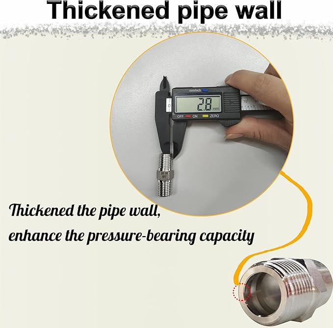 1/4" Male x 1/4" Male Hex Nipple Pipe Fittings, 304 Stainless Steel 1/4 inch NPT Male Threaded Pipe Adapter Fittings Equal Nipples Connectors, Male Straight Connector Pipe Fitting (1/4“, 2pcs)