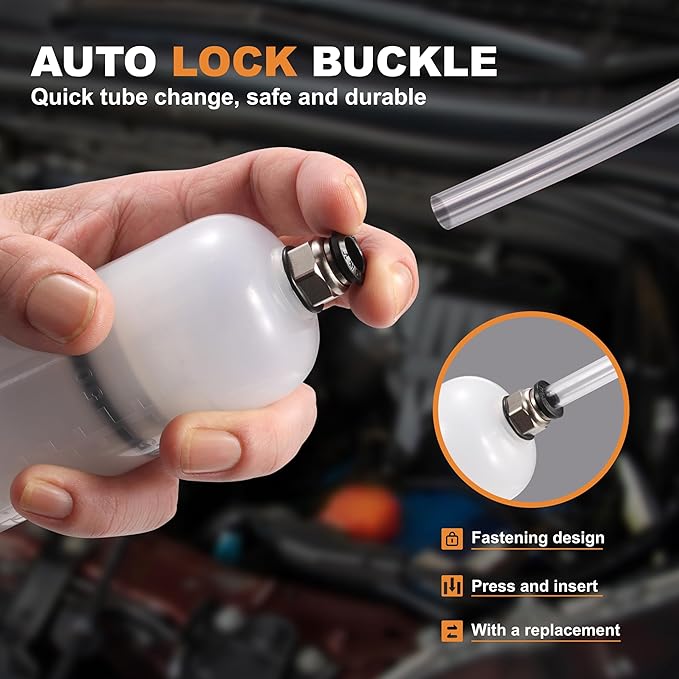 FOUR UNCLES 200cc Fluid Extractor & Fill Pump for Automotive Use - Oil Syringe with a 23" Hose & Two 12" Extension Tubes for Easy Oil Change