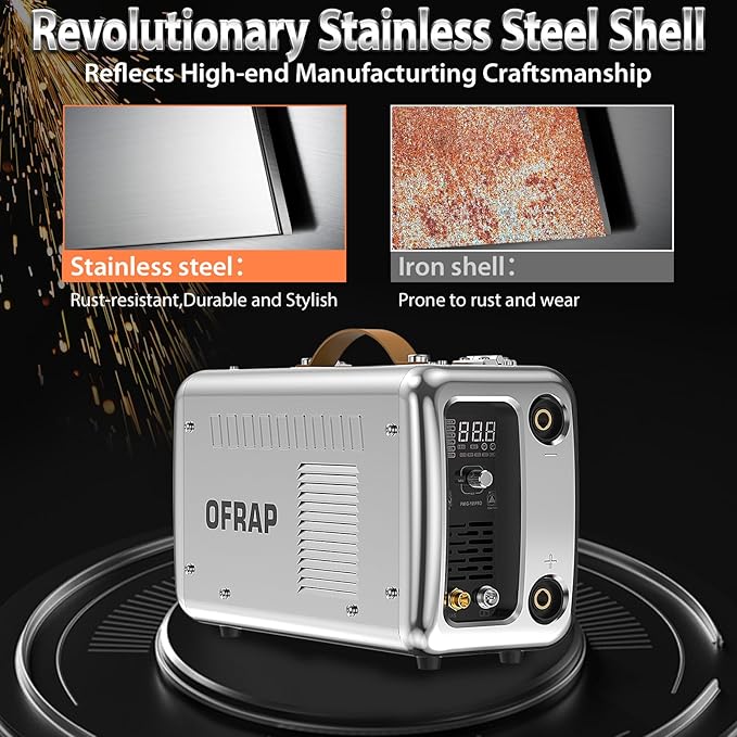 Aluminum MIG Welder, 110/220V MIG Welding Machine165A, 6-in-1 Flux core/Gas Mig/Mag/Stick/Lift Tig/Mig Aluminum Multi-process Welder Machine with Unique Stainless Steel Shell Design