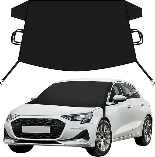 EcoNour Car Snow Cover Compatible for Audi A3 | Windshield Cover for Ice and Snow with S-Hook Straps | Heavy-Duty 600D Oxford Winter Car Cover, Waterproof & Anti-Slip