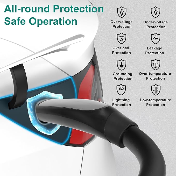 RUTU Level 2 EV Charger for Tesla Model Y/X/3/S, 48A 240V Adjustable Electric Vehicle Charging Stations Up to 11.5Kw,Smart WiFi Enabled 14-50 Plug NACS Level 2 Charger with Flexible 25Ft Cable