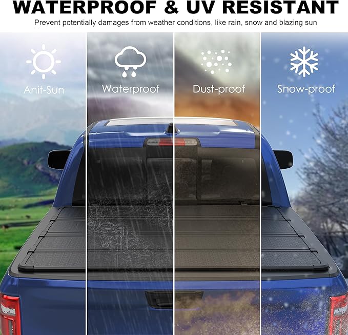 Quad Hard Truck Tonneau Cover Fleetside Compatible with 2009-2025 Dodge Ram 1500 Inclu. Classic & New Body (w/o Ram Box)-5.8 FT Bed On Top 67.4 inch Aluminum Bed Cover