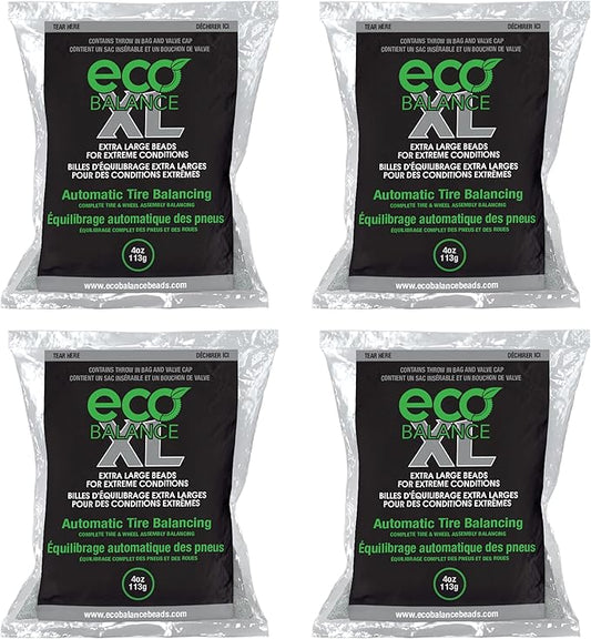 ECO Balance 04-ECOXL4 ECO XL Extreme Condition Tire/Wheel Balancing Beads - Off-Road Vehicles, Light Duty Truck Tires, (4) 4oz Balance Bead Bags, (4) Valve Caps