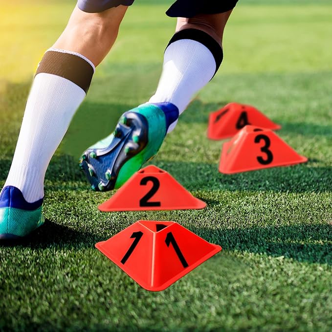 Cindeer 24 Pack Sports Cones with Numbered Soccer Plastic Traffic Cones Modern Sport Training Marker