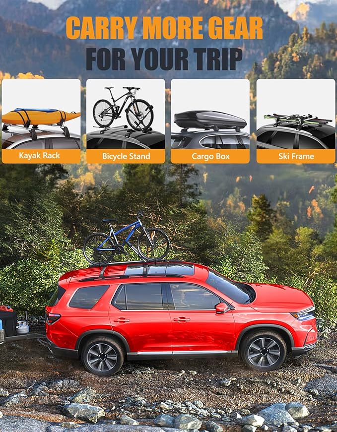 KINGGERI 260lbs Roof Rack Cross Bars Compatible with Honda Pilot 2023-2026 Sport TrailSport Touring Elite (Not for LX & EX-L), Aluminum Roof Rails Crossbars Rooftop Cargo Carrier Luggage Rails