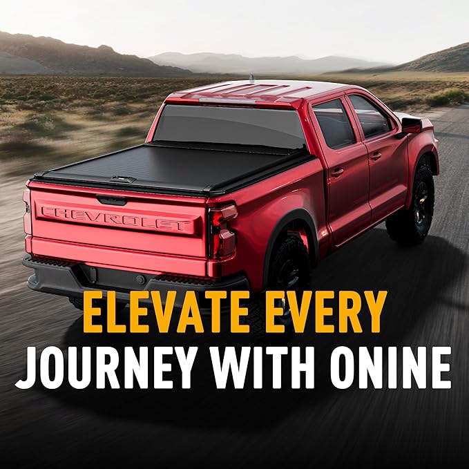 ONINE Pull-Lock-Go Retractable Hard Tonneau Cover Custom fit 2019-2026 Chevy Silverado/GMC Sierra 1500 5.8ft Truck Bed (69.9”), Aluminum Matte Black, Compatible for Crossbar and Cargo Racks.
