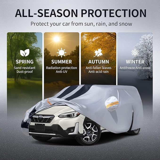 10 Layers Car Cover Custom Fit for Subaru CrossTrek 2013-2026 100% Waterproof All Weather Automobiles, Gift with Towel, Heavy Duty Car Covers for Rain Sun UV Protection with Door Zipper.