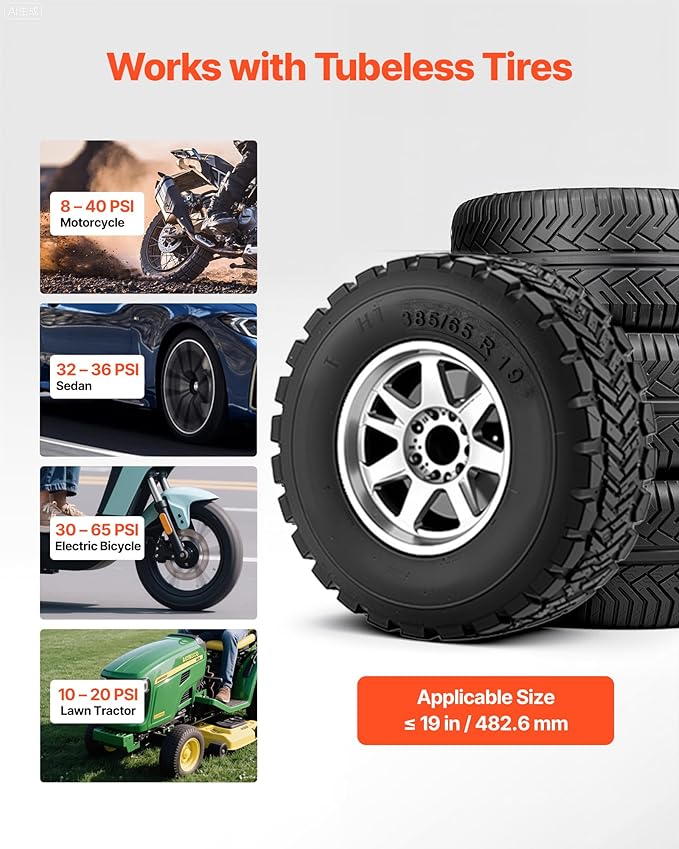 VEVOR Portable Tire Bead Seater, 1.6 Gal / 6 L Air Bead Blaster, Handheld Tire Inflator Tool, 87-116 PSI Operating Pressure, Trigger Seating Inflator for Car, Compact SUV, Light Truck, E-Bike, RV, ATV