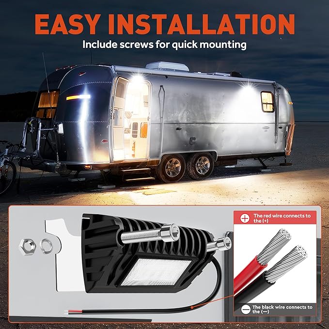 SnowyFox LED RV Porch Light - Aluminum Exterior Utility Light Led Outdoor Trailer Lights 12V Lighting Fixture 750 Lumen Replacement Lighting Enclosed Lights for RVs Trailers Campers