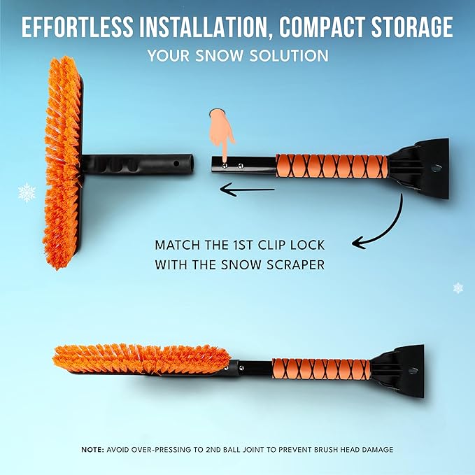 EcoNour 27" 3 in 1 Snow Brush with ice Scraper for car Windshield and Window | 360° Aluminum Rotatable Snow Brush for car | Winter Snow Removal Tools with Detachable Foam Grip | Winter Car Accessories