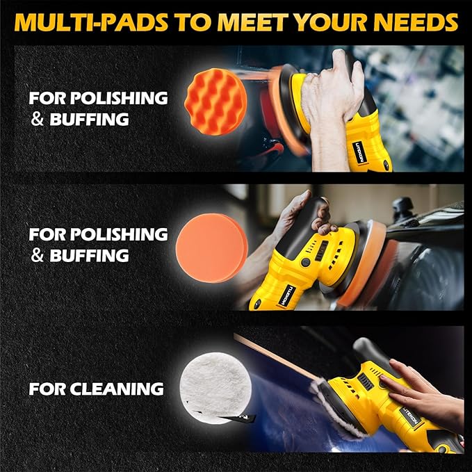 Cordless Buffer Polisher Kit Compatible With De-Walt 20V Battery(No Battery), 2800-5800RPM High Power Orbital Car Polisher with Variable Speed, 21PCS Polishing Accessories, for Car Polishing/Waxing
