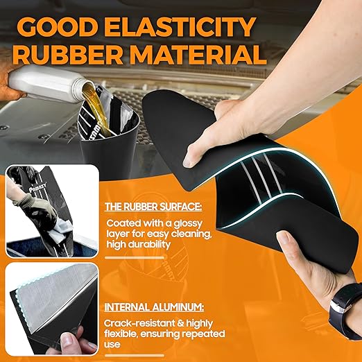 [Large Size] 19.7 x 7.87 Inch Silicone Flexible Oil Funnel Reusable, General Oil Change Draining Tool Spill-Free, Foldable Oil Filter Moldable Drain Funnel for Oil Change Spill-Free Oil Filling