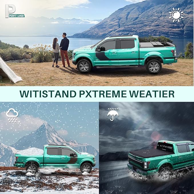 Perfit Liner 8 FT (96") Bed Soft Tri-Fold Tonneau Cover Fits 2015-2023 Ford F-150 Styleside/Fleetside Truck Cargo Topper Long Box, Soft-top, 3-Folding (Not for Flareside/Stepside)